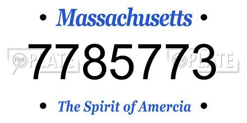 7785773 Massachusetts License Plate