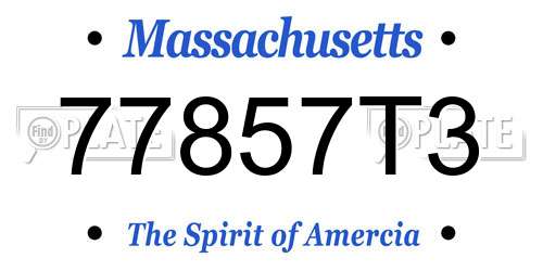 77857T3 Massachusetts License Plate