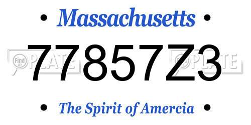 77857Z3 Massachusetts License Plate
