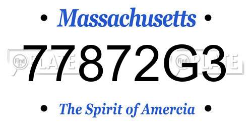 77872G3 Massachusetts License Plate
