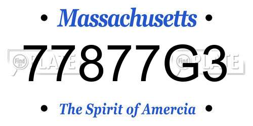 77877G3 Massachusetts License Plate