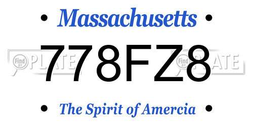 778FZ8 Massachusetts License Plate