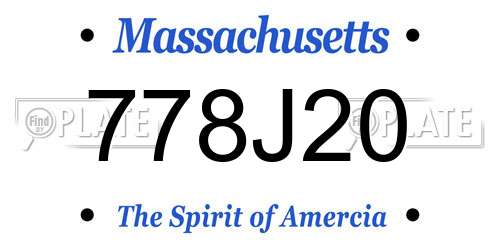 778J20 Massachusetts License Plate