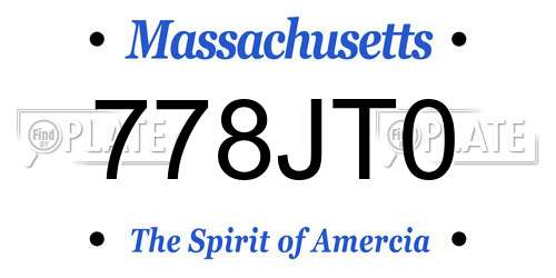 778JT0 Massachusetts License Plate