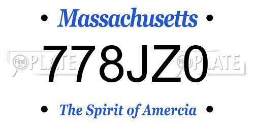 778JZ0 Massachusetts License Plate