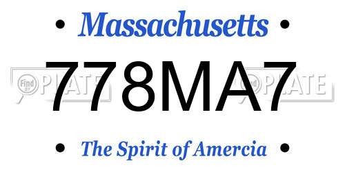 778MA7 Massachusetts License Plate