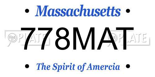 778MAT Massachusetts License Plate