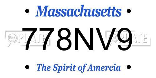 778NV9 Massachusetts License Plate