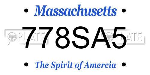 778SA5 Massachusetts License Plate