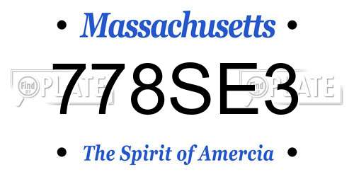 778SE3 Massachusetts License Plate