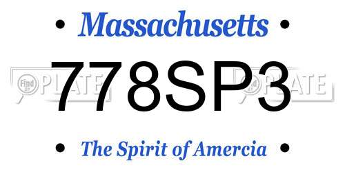 778SP3 Massachusetts License Plate