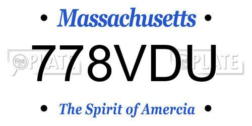 778VDU Massachusetts License Plate
