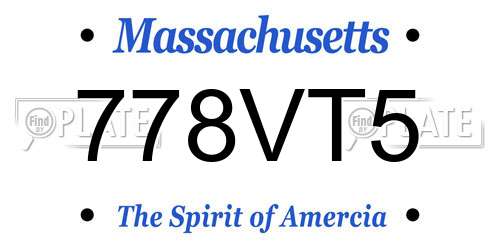 778VT5 Massachusetts License Plate