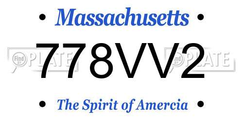 778VV2 Massachusetts License Plate