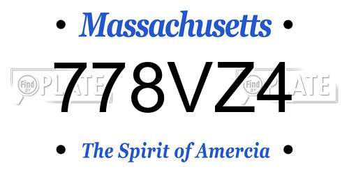 778VZ4 Massachusetts License Plate