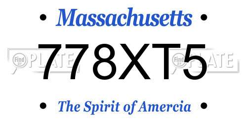 778XT5 Massachusetts License Plate
