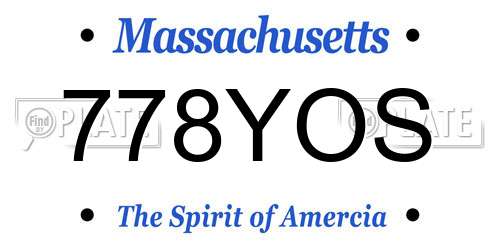 778YOS Massachusetts License Plate