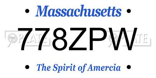 778ZPW Massachusetts License Plate