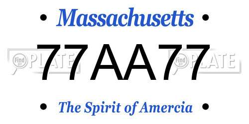 77AA77 Massachusetts License Plate