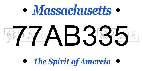 77AB335 Massachusetts License Plate