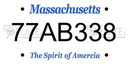 77AB338 Massachusetts License Plate