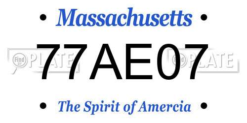 77AE07 Massachusetts License Plate
