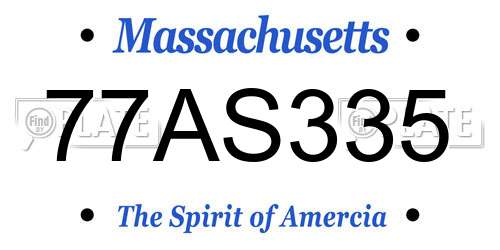 77AS335 Massachusetts License Plate