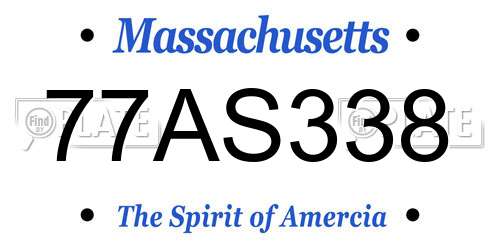 77AS338 Massachusetts License Plate
