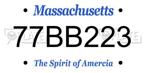 77BB223 Massachusetts License Plate