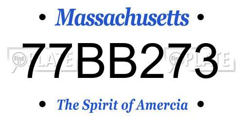 77BB273 Massachusetts License Plate