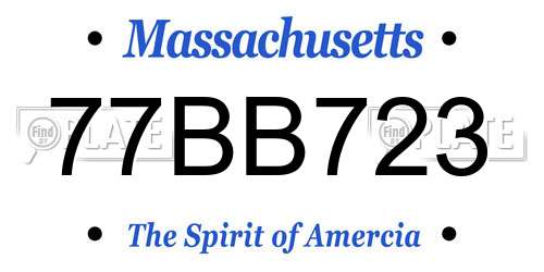 77BB723 Massachusetts License Plate