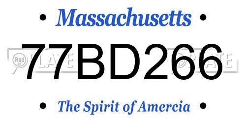 77BD266 Massachusetts License Plate