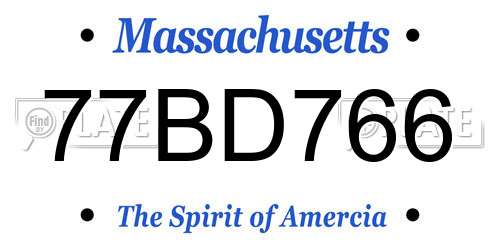 77BD766 Massachusetts License Plate