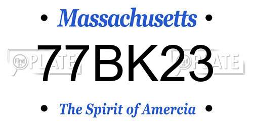 77BK23 Massachusetts License Plate