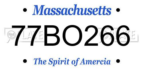 77BO266 Massachusetts License Plate
