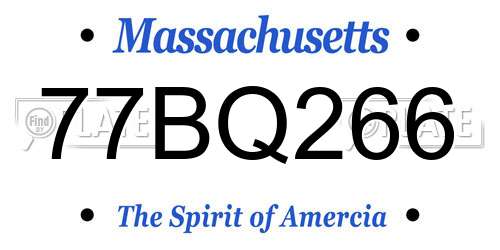 77BQ266 Massachusetts License Plate