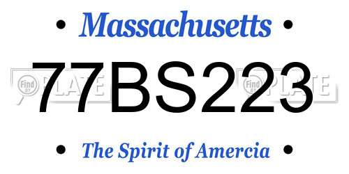 77BS223 Massachusetts License Plate