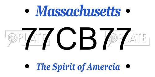 77CB77 Massachusetts License Plate
