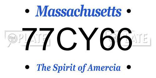 77CY66 Massachusetts License Plate