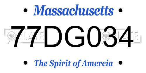 77DG034 Massachusetts License Plate