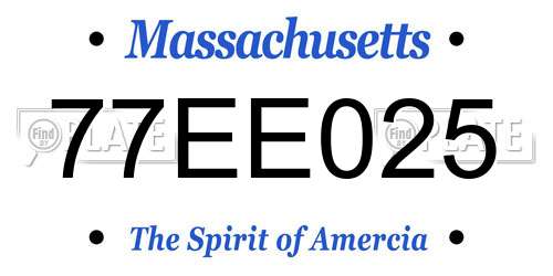 77EE025 Massachusetts License Plate