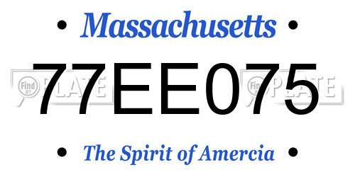77EE075 Massachusetts License Plate