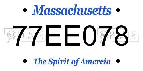 77EE078 Massachusetts License Plate