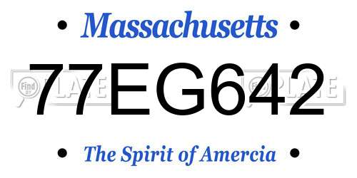 77EG642 Massachusetts License Plate