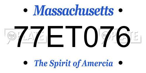 77ET076 Massachusetts License Plate