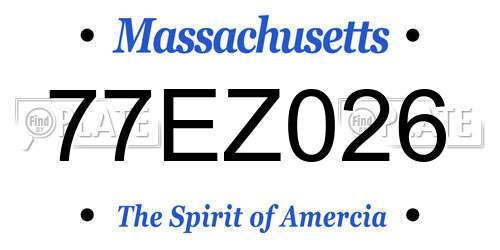 77EZ026 Massachusetts License Plate