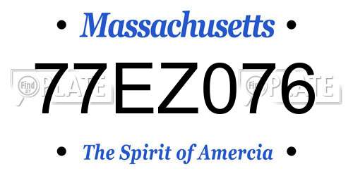 77EZ076 Massachusetts License Plate