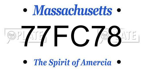 77FC78 Massachusetts License Plate