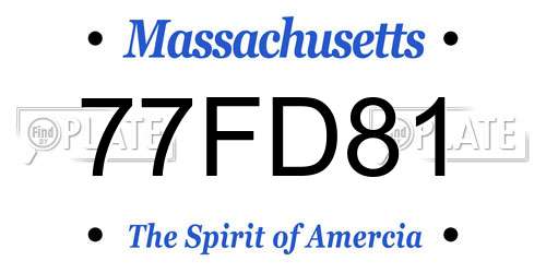 77FD81 Massachusetts License Plate