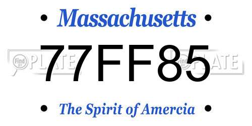 77FF85 Massachusetts License Plate